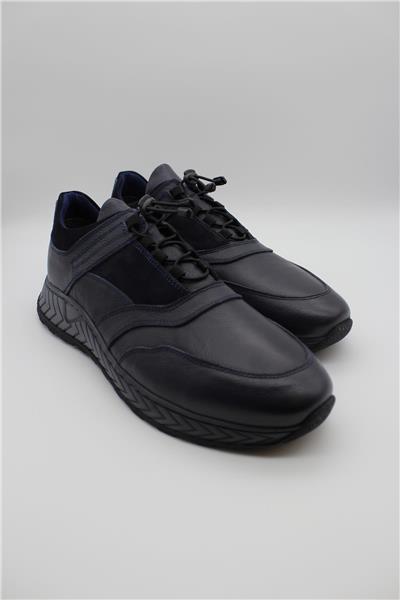 Koyu Lacivert Hakiki Deri Termo Taban Bağcıklı Casual Ayakkabı 1033235115