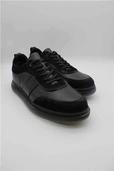 Siyah Hakiki Deri Termo Taban Bağcıklı Casual Ayakkabı 1033235117