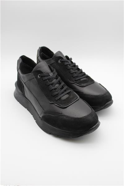 Siyah Hakiki Deri Termo Taban Bağcıklı Casual Ayakkabı 1033235114