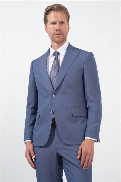 İndigo Kırlangıç Yaka 6 Drop Slim Fit Tam Astar Esnek Takım Elbise 1001260174