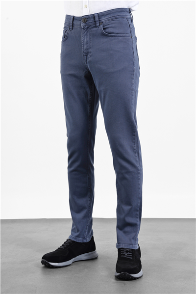 İndigo Pamuklu 5 Cep Düz Paça Slim Fit Casual Denim Pantolon 1023260152