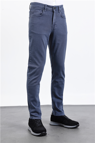 İndigo Pamuklu 5 Cep Düz Paça Slim Fit Casual Denim Pantolon 1023260152