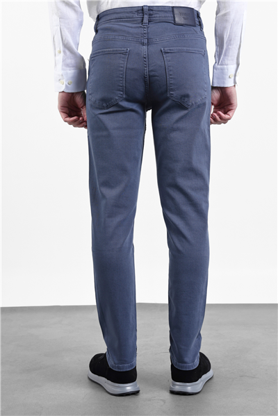 İndigo Pamuklu 5 Cep Düz Paça Slim Fit Casual Denim Pantolon 1023260152