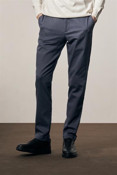 İndigo Mavi Yan Cep Düz Paça Pamuklu Comfort Fit Chino Casual Pantolon 1003255166