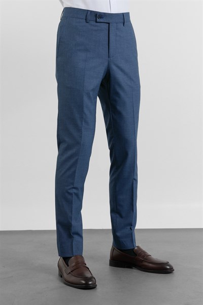 Lacivert-Lacivert Yan Cep Kazayağı Desen Slim Fit Esnek Classic Pantolon 1003255174