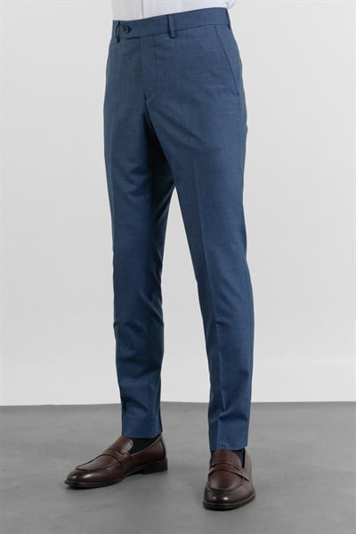 Lacivert-Lacivert Yan Cep Kazayağı Desen Slim Fit Esnek Classic Pantolon 1003255174