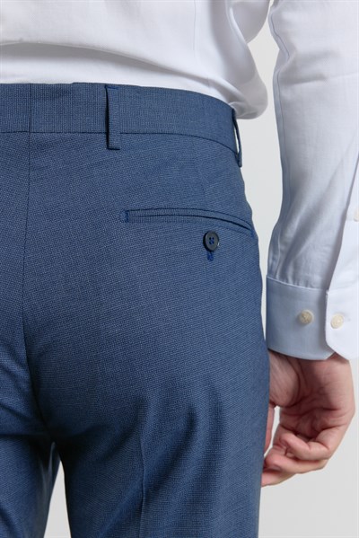 Lacivert-Lacivert Yan Cep Kazayağı Desen Slim Fit Esnek Classic Pantolon 1003255174