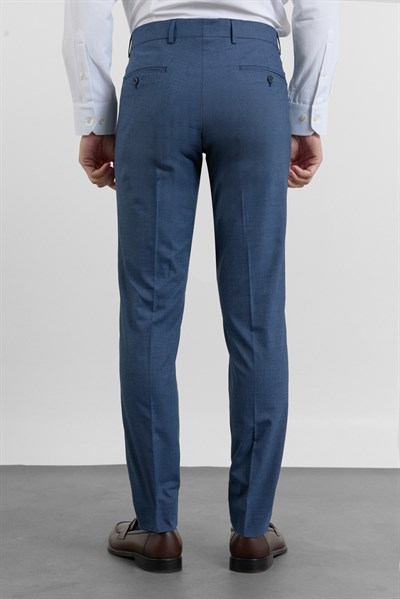 Lacivert-Lacivert Yan Cep Kazayağı Desen Slim Fit Esnek Classic Pantolon 1003255174