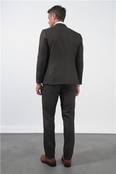 Kahverengi Kırlangıç Yaka 6 Drop Slim Fit Tam Astar Esnek Takım Elbise 1001260169
