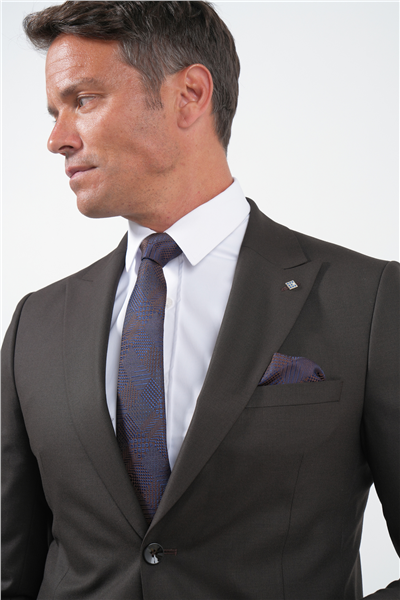 Kahverengi Kırlangıç Yaka 6 Drop Slim Fit Tam Astar Esnek Takım Elbise 1001260169