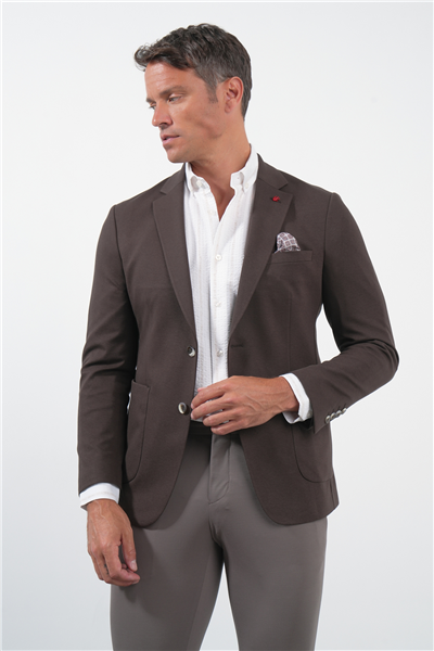 Kahverengi 6 Drop Slim Fit Pamuklu Ceket 1002260126