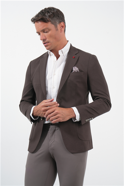 Kahverengi 6 Drop Slim Fit Pamuklu Ceket 1002260126