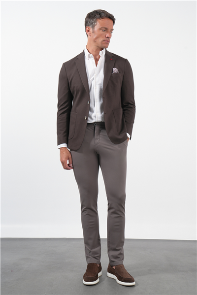 Kahverengi 6 Drop Slim Fit Pamuklu Ceket 1002260126