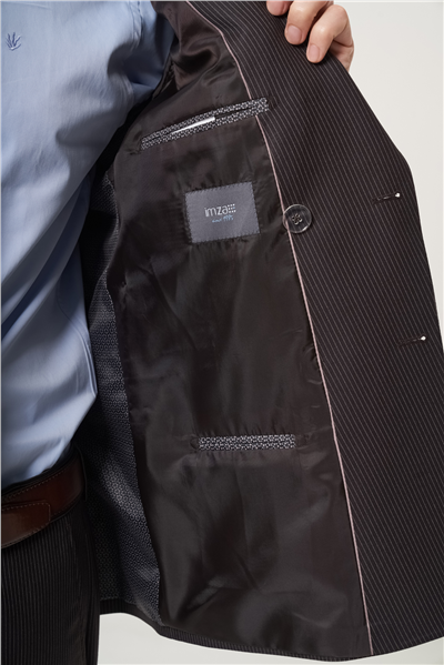 Kahverengi-Bej Kırlangıç Yaka Çizgili Kruvaze 6 Drop Slim Fit Tam Astar Esnek Takım Elbise 1001260284