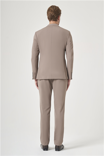 Kahverengi Mono Yaka 6 Drop Slim Fit Beli Lastikli Takım Elbise 1001260194
