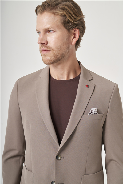 Kahverengi Mono Yaka 6 Drop Slim Fit Beli Lastikli Takım Elbise 1001260194