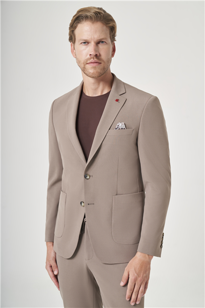Kahverengi Mono Yaka 6 Drop Slim Fit Beli Lastikli Takım Elbise 1001260194