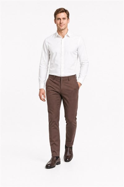 Kahverengi Yan Cep Comfort Fit Pamuklu Chino Pantolon 1003260172