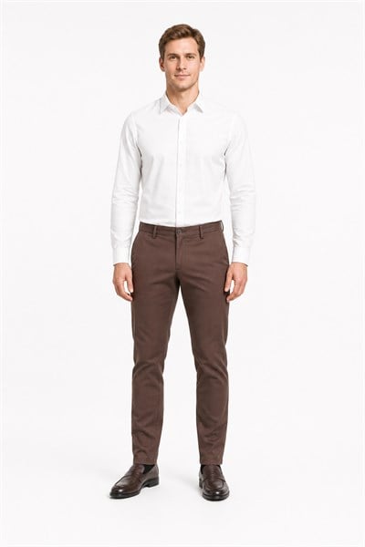 Kahverengi Yan Cep Comfort Fit Pamuklu Chino Pantolon 1003260172