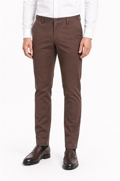 Kahverengi Yan Cep Comfort Fit Pamuklu Chino Pantolon 1003260172