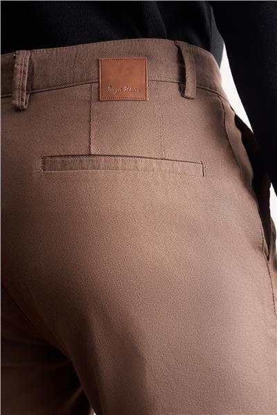 Kahverengi Yan Cep Düz Paça Pamuklu Slim Fit Chino Casual Pantolon 1003255164