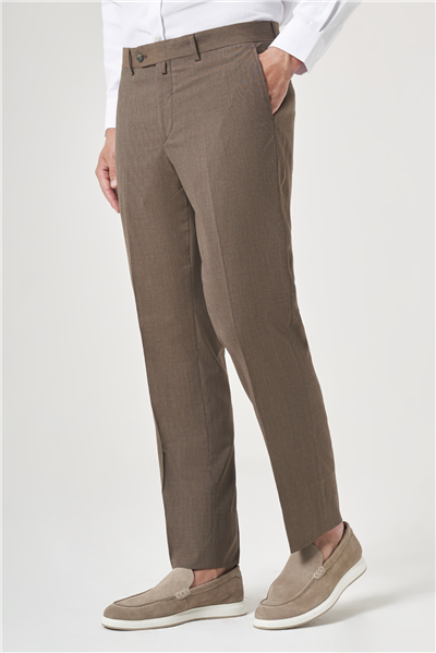 Kahverengi Yan Cep Filafil Desen Comfort Fit Esnek Pantolon 1003260153