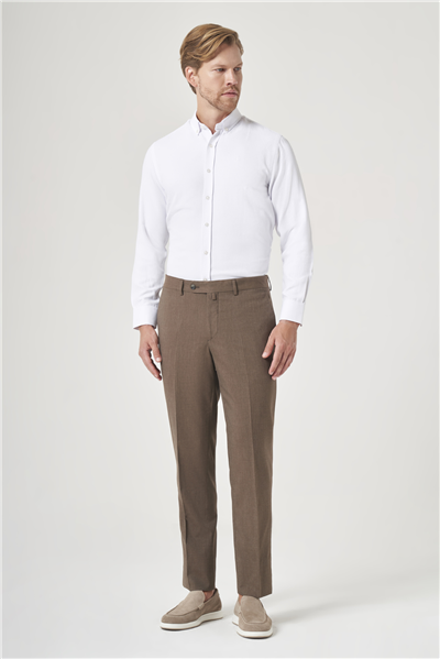 Kahverengi Yan Cep Filafil Desen Comfort Fit Esnek Pantolon 1003260153
