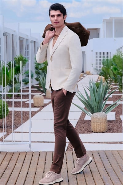 Yan Cep Keten Slim Fit Keten Karışımlı Jogger Pantolon 1003260169