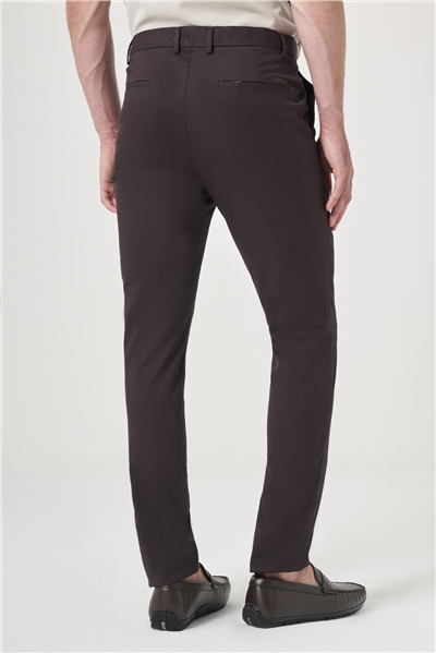 Kahverengi Yan Cep Slim Fit Casual Pamuklu Chino Pantolon 1003260178