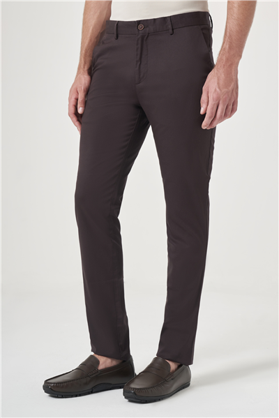 Kahverengi Yan Cep Slim Fit Casual Pamuklu Chino Pantolon 1003260178