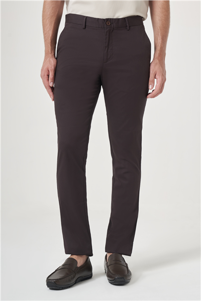 Kahverengi Yan Cep Slim Fit Casual Pamuklu Chino Pantolon 1003260178