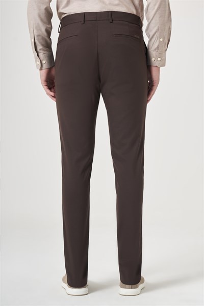 Kahverengi Yan Cep Slim Fit Esnek Chino Pantolon 1003260154