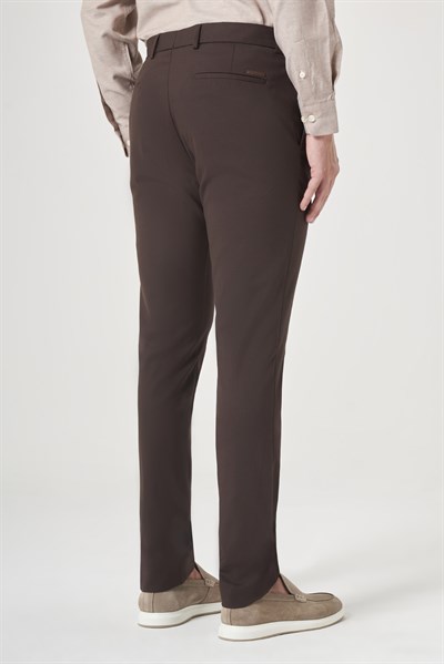 Kahverengi Yan Cep Slim Fit Esnek Chino Pantolon 1003260154