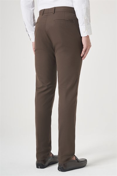 Kahverengi Yan Cep Slim Fit Esnek Chino Pantolon 1003260154