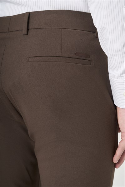 Kahverengi Yan Cep Slim Fit Esnek Chino Pantolon 1003260154
