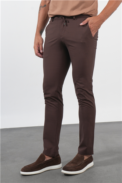 Kahverengi Yan Cep Slim Fit Esnek Jogger Pantolon 1003260179
