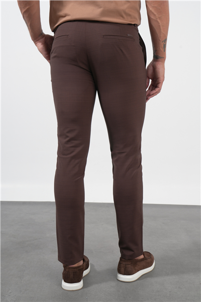 Kahverengi Yan Cep Slim Fit Esnek Jogger Pantolon 1003260179