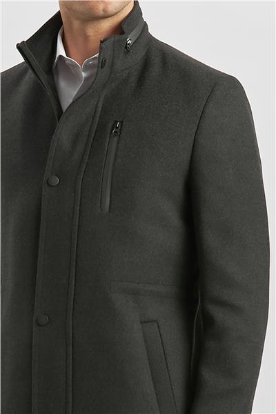 Koyu Antrasit Kaşe Dik Yaka Kapitoneli Astar Slim Fit Dar Kesim Klasik Kaban 1008245150