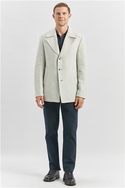 Taş Rengi Kaşe Kırlangıç Yaka Desenli Astarlı Slim Fit Dar Kesim Klasik Mont 1007245150