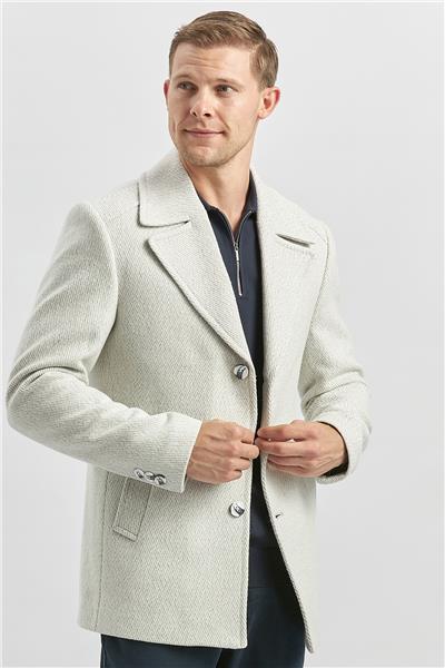 Taş Rengi Kaşe Kırlangıç Yaka Desenli Astarlı Slim Fit Dar Kesim Klasik Mont 1007245150