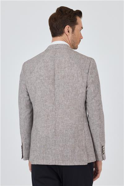 Kazayağı Desen Bez Ayağı Mono Yaka Yarım Astar Keten Karışımlı 6 Drop Slim Fit Ceket 1002250102