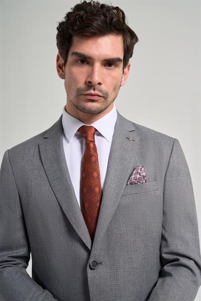 Kendinden Desenli Bez Ayağı Mono Yaka Tam Astar Esnek 6 Drop Slim Fit Takım Elbise 1001250168