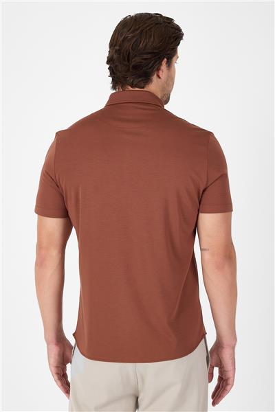 Kırmızı Kısa Kol Düğmeli Yaka Cepsiz Performans Ürün Slim Fit  Gömlek 1004250256
