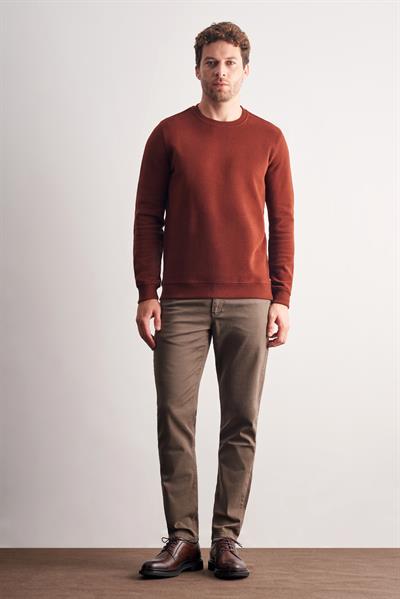 Kiremit Uzun Kol Bisiklet Yaka Düz Pamuklu Comfort Fit Sweatshirt 1013255150