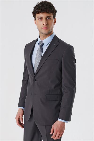 Açık Antrasit Kırlangıç Yaka Astarlı 6 Drop Comfort Fit Rahat Kesim Klasik Takım 1001230153