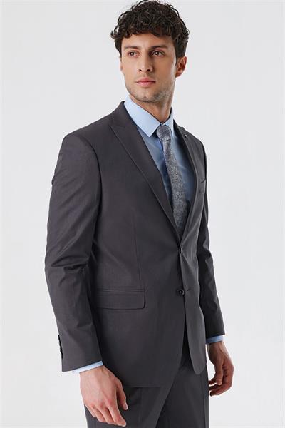 Açık Antrasit Kırlangıç Yaka Astarlı 6 Drop Comfort Fit Rahat Kesim Klasik Takım 1001230153