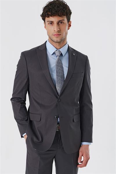 Açık Antrasit Kırlangıç Yaka Astarlı 6 Drop Comfort Fit Rahat Kesim Klasik Takım 1001230153