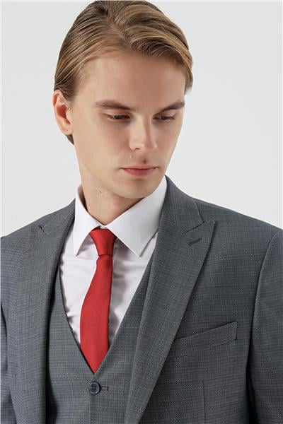 Füme Kırlangıç Yaka Yelekli 6 Drop Slim Fit Tam Astar Takım Elbise 1001235177