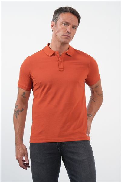 Kırmızı Polo Yaka Pike Kısa Kol Slim Fit Pamuklu Tişört 1011260170