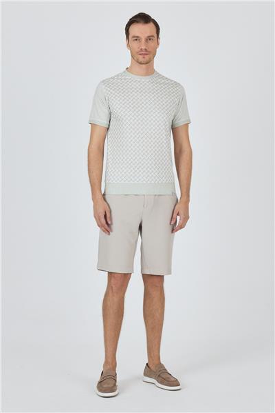 Kısa Kol Baskılı İnterlok Bisiklet Yaka Cepsiz Pamuklu Slim Fit Tişört 1011250124